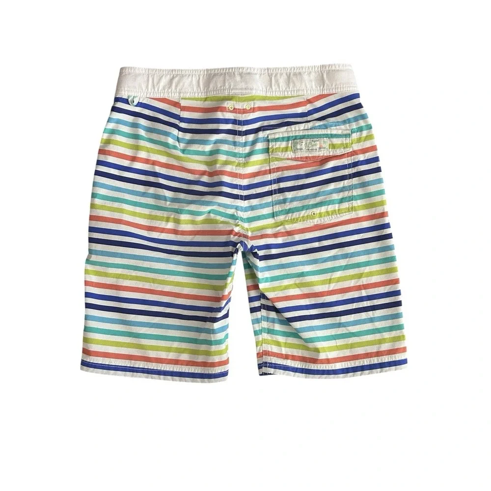 J Crew Crewcuts Boys Swim Trunks Shorts Rainbow Striped Mesh Lined Size 14 Beach